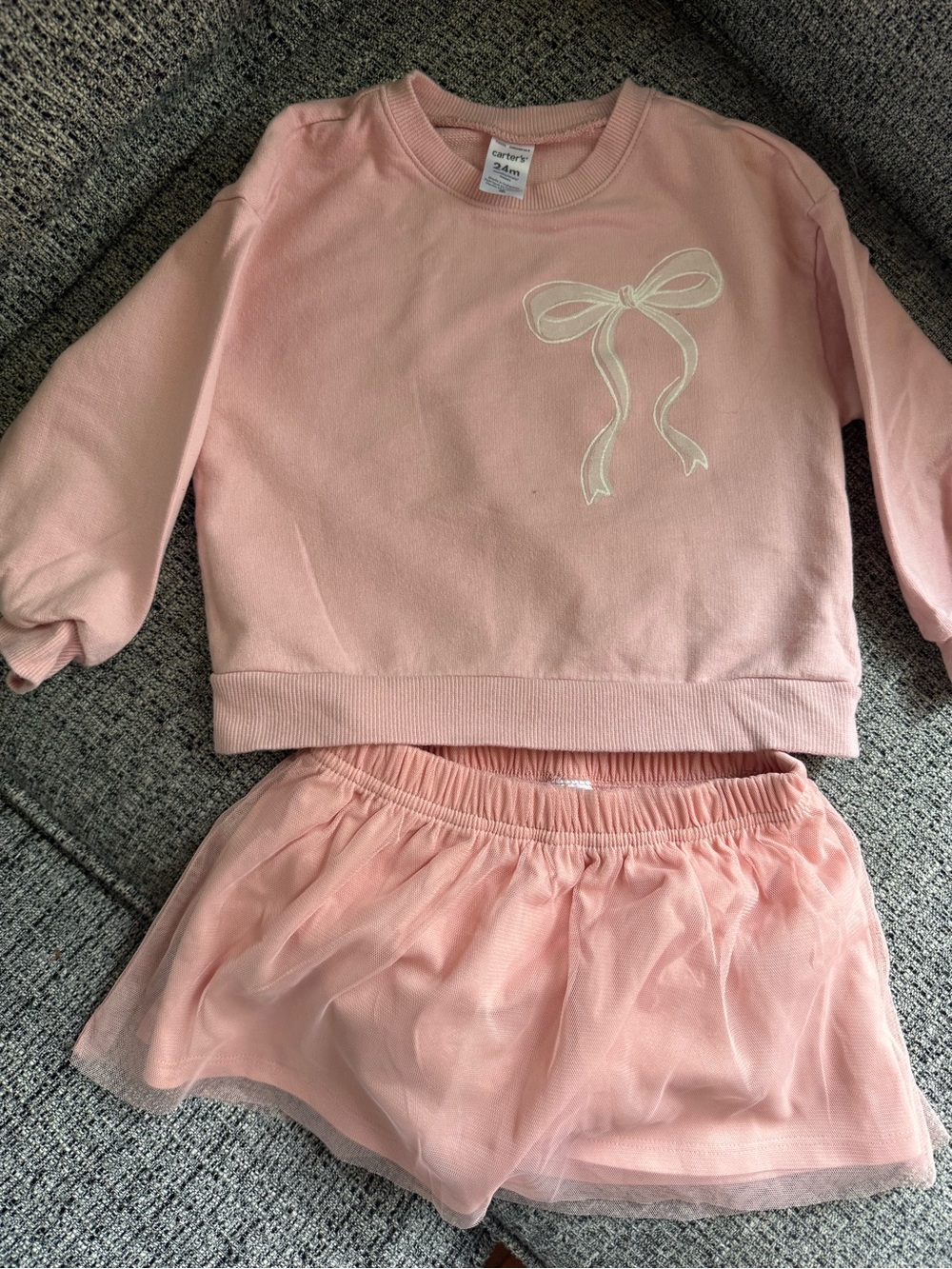 Carter's Pink Girls' Sweater with White Bow Detail